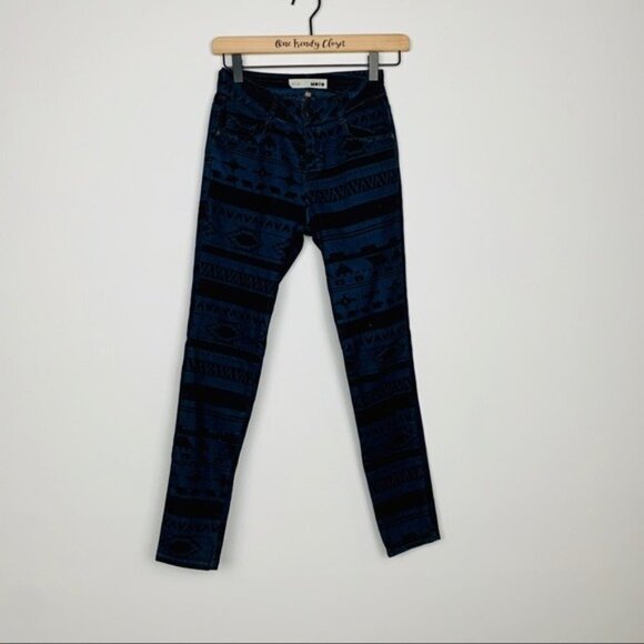 #5 TopShop Petite MOTO BLUE AZTEC PRINT SKINNY JEANS - Picture 1 of 5